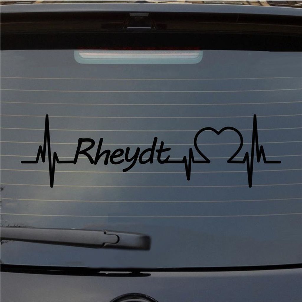 Heckscheibenaufkleber Rheydt Herzschlag Puls Stadt Liebe 55x15 cm Schwarz Glanz Auto Aufkleber Sticker