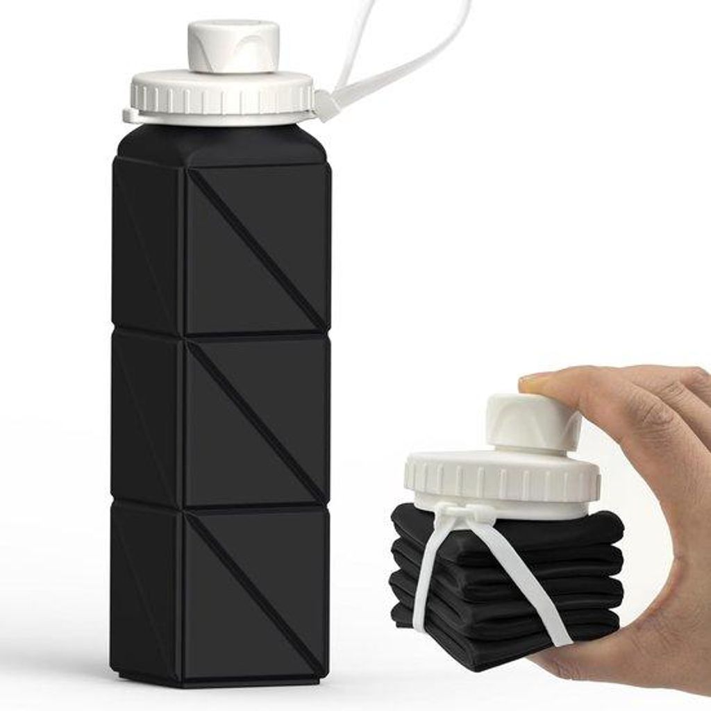 Silikon-Taschenflasche für Outdoor-Aktivitäten, 610ml, tragbar, flexibel, leicht, recyclebar, für Radfahren, Laufen, Training.