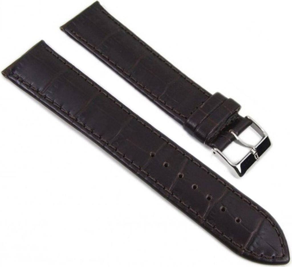 Barington Kroko-Print Uhrenarmband XL Leder braun Krokoprägung, Stegbreite:18mm, Schließe:Schwarz