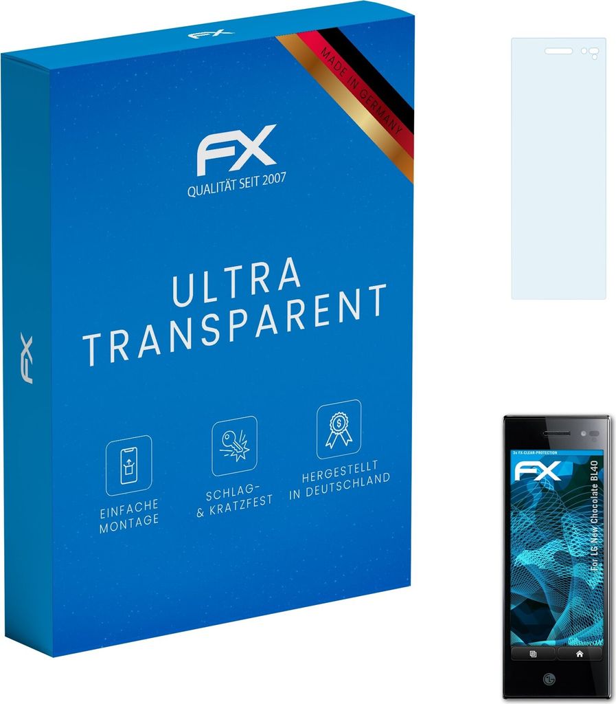 atFoliX FX-Clear 3x Schutzfolie kompatibel mit LG New Chocolate (BL40) Displayschutzfolie