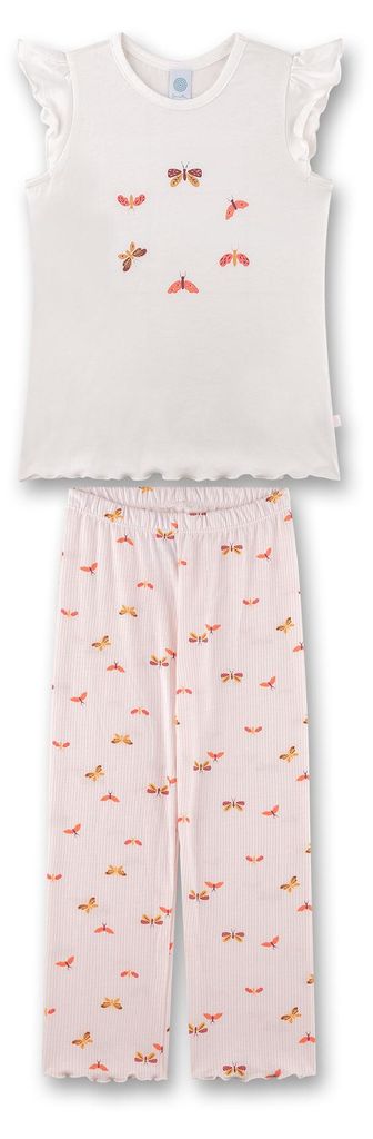 Sanetta Mädchen-Schlafanzug halbarm off-white Schmetterling 92