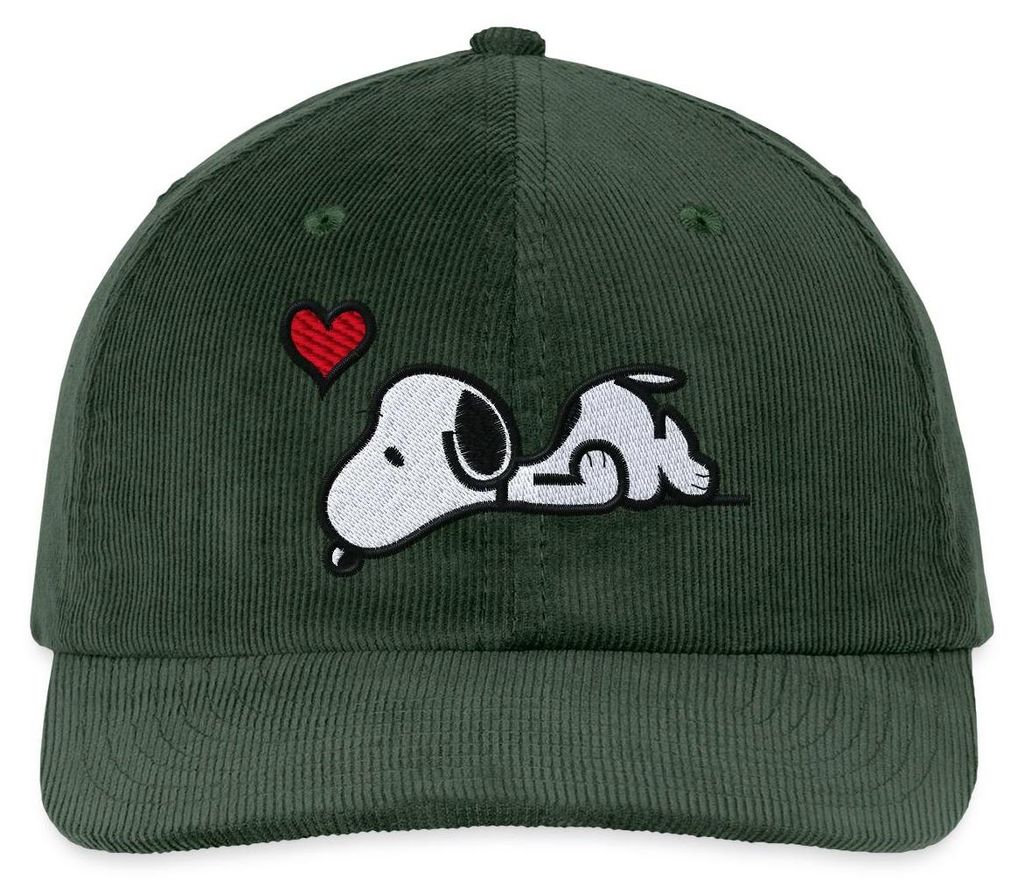 Spreadshirt Peanuts Snoopy Liebe Herz Love Stick Geschenkidee Bestickte Cord Cap, One size, Tannengrün
