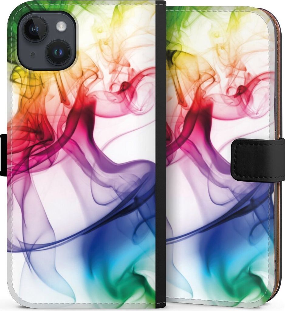DeinDesign Klapphülle für Apple iPhone 14 Plus Handytasche Lederhülle Tasche Farbe Regenbogen Wasser