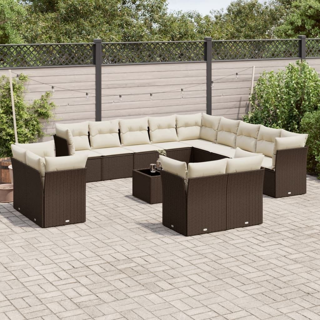 Maison Exclusive - 14-tlg. Garten-Sofagarnitur mit Kissen Braun Poly Rattan