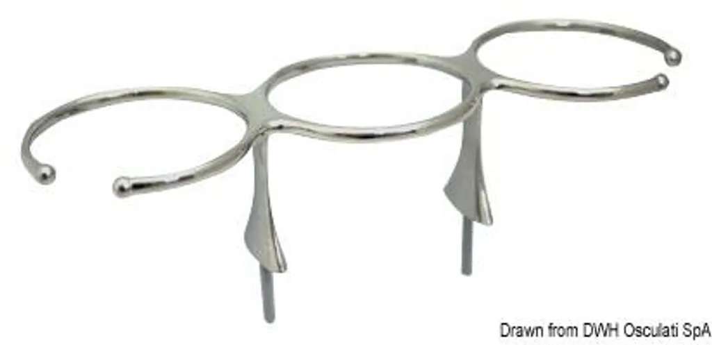 Support de verre triple pour bateau en inox 316 poli avec visserie