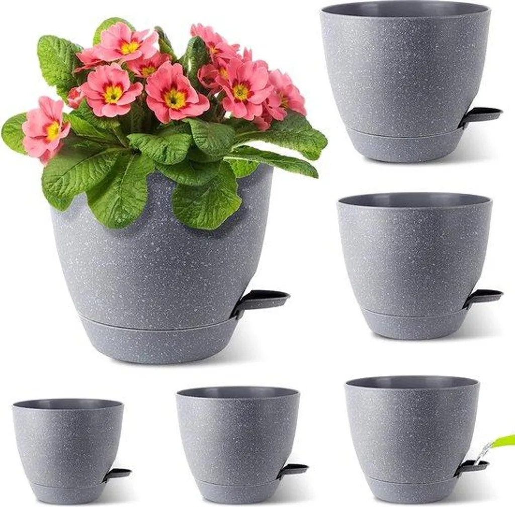 Pots de Fleurs Intérieur et Extérieur avec Réserve d'Eau, Lot de 6 Pièces