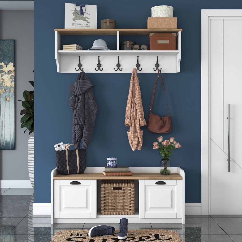 Skye Decor, P2 - 1636 - Walnut, Schränke, Flurständer, Weiß, 120 x 45 x 40 cm