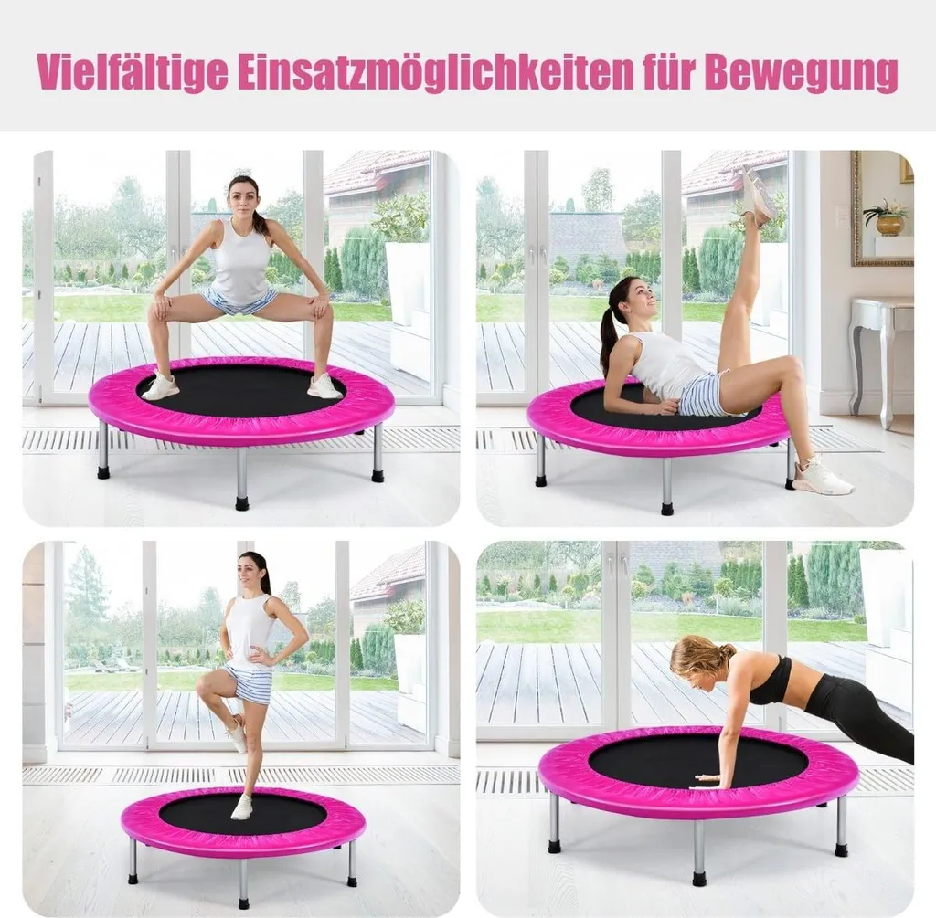 Trampoline 97 cm pliable rose avec structure renforcée charge 150 kg - 4