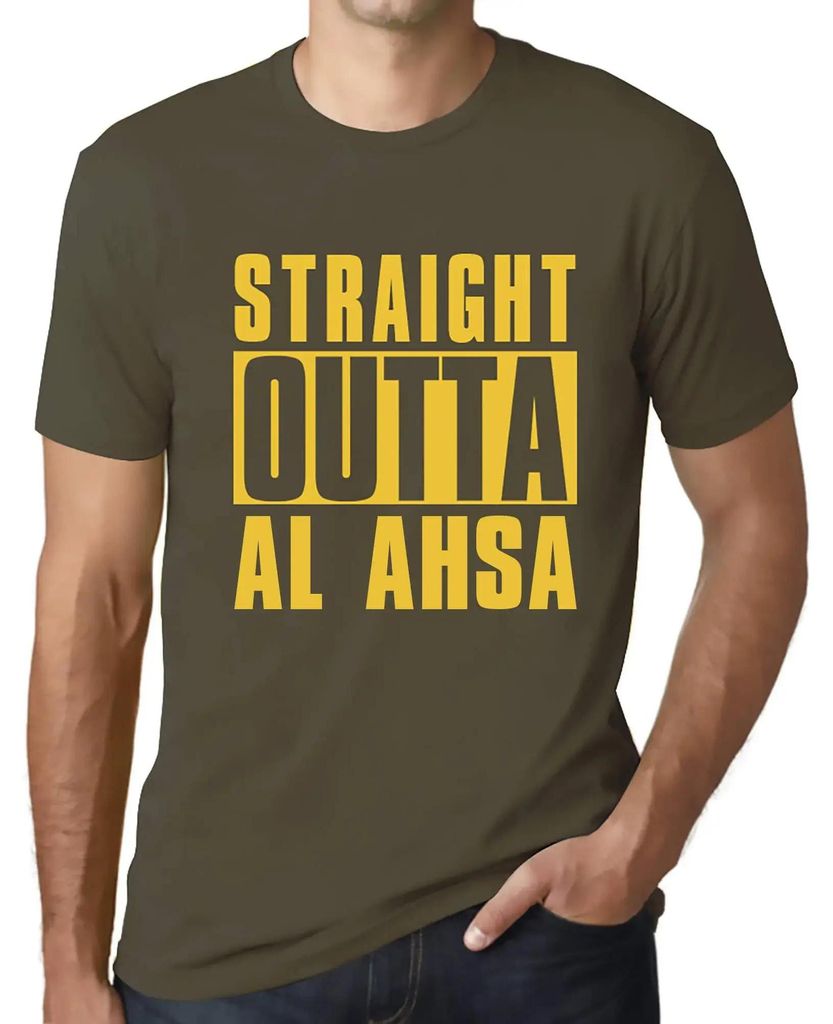 Herren Grafik T-Shirt Direkt aus der Al-Ahsa – Straight Outta Al Ahsa – Öko-Verantwortlich Vintage Jahrgang Kurzarm Lustige Druck Geburtstag G...