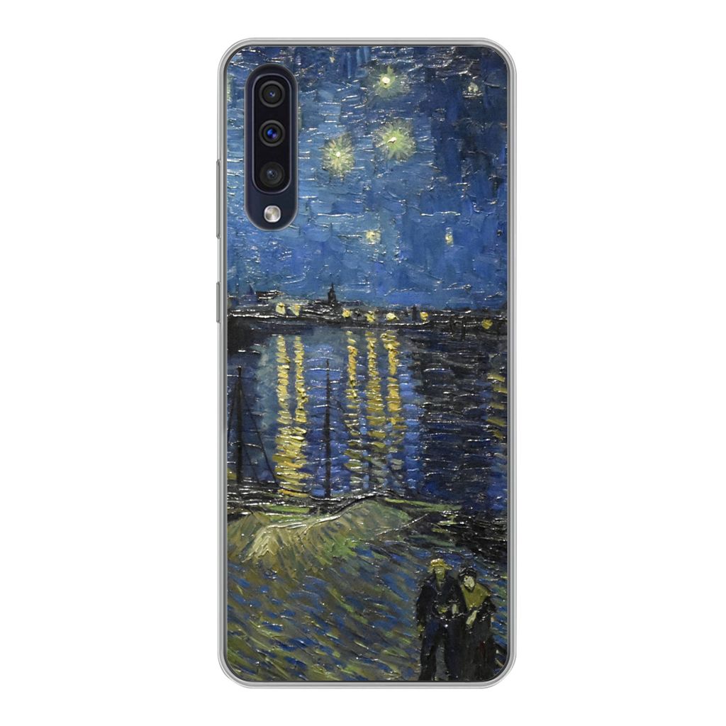 MuchoWow Handyhülle Schutzhülle Hülle für Samsung Galaxy A30s Sternennacht über dem Orsay Paris - Vincent Van Gogh Silikon Softcase Handy H...