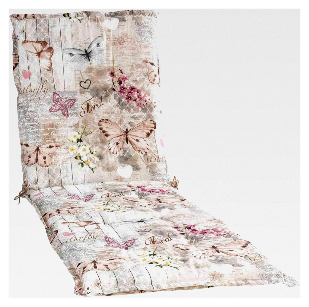 Liegenauflage - 190 x 60 cm - Beige - Baumwolle - Polyester - Schmetterlingsmotiv