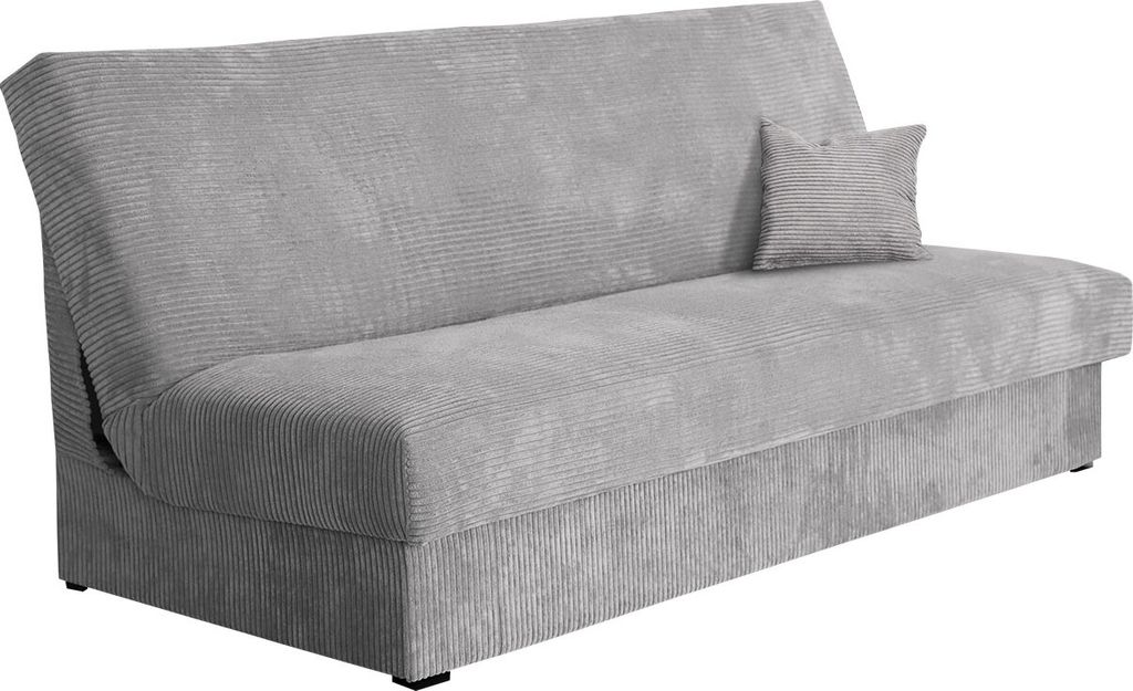 MIRJAN24 Schlafsofa Adela Mini Cord, Couch mit Schlaffunktion und Bettkasten, 3 Sitzer Aufklappbar Sofa (Farbe: Poso 01)