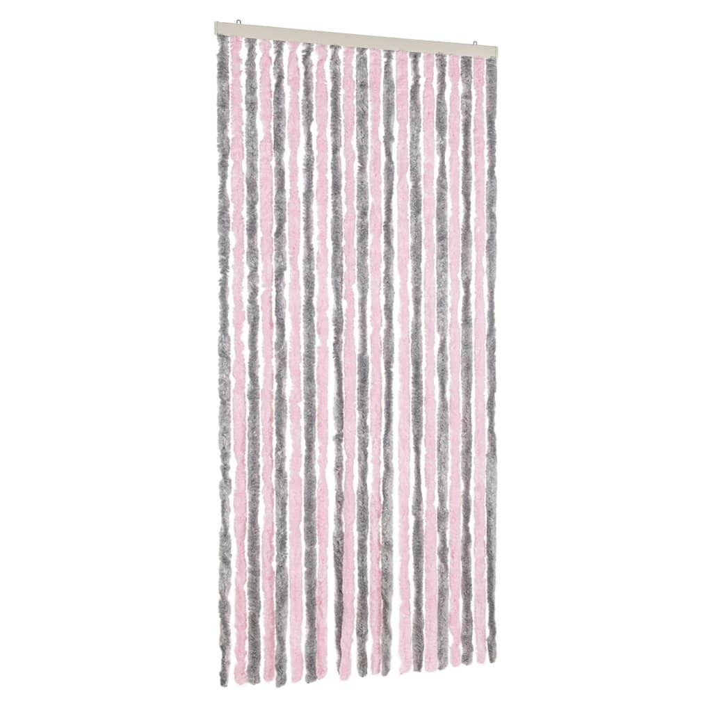 vidaXL Fliegenvorhang Silbergrau und Rosa 90x220 cm Chenille