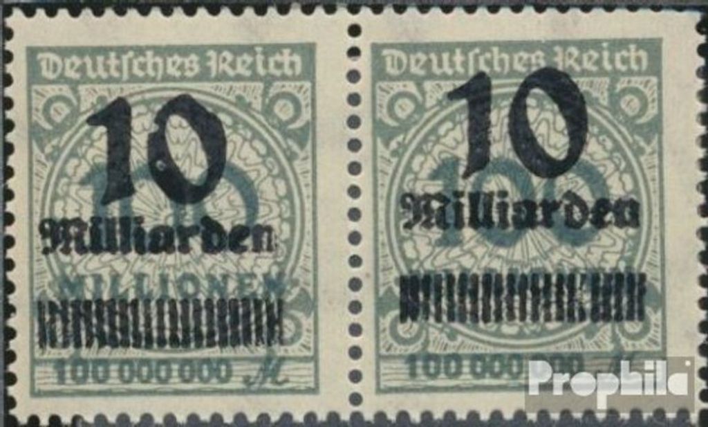 Briefmarken Deutsches Reich 1923 Mi 337II, 0 abgeschrägt (Feld 15) postfrisch Hochinflation
