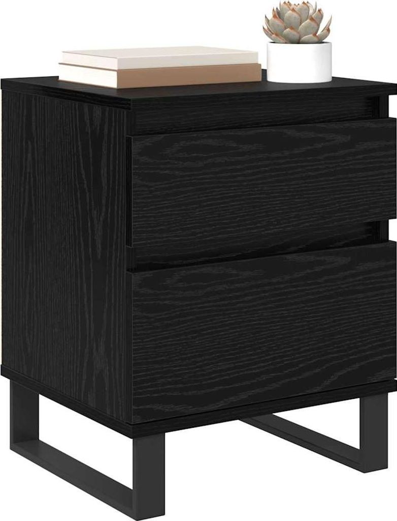 “2026 Modern“ Nachttisch Schwarz Eichen-Optik 40 x 35 x 50cm Holzwerkstoff - Designermöbel 155672 - Nachttische & -schränke