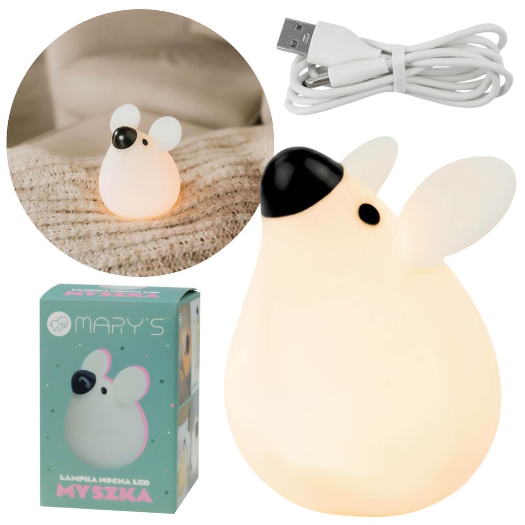 Mary's Silikon-LED-Nachtlicht Maus, Einschlaflampe fürs Kinderzimmer, USB-aufladbar