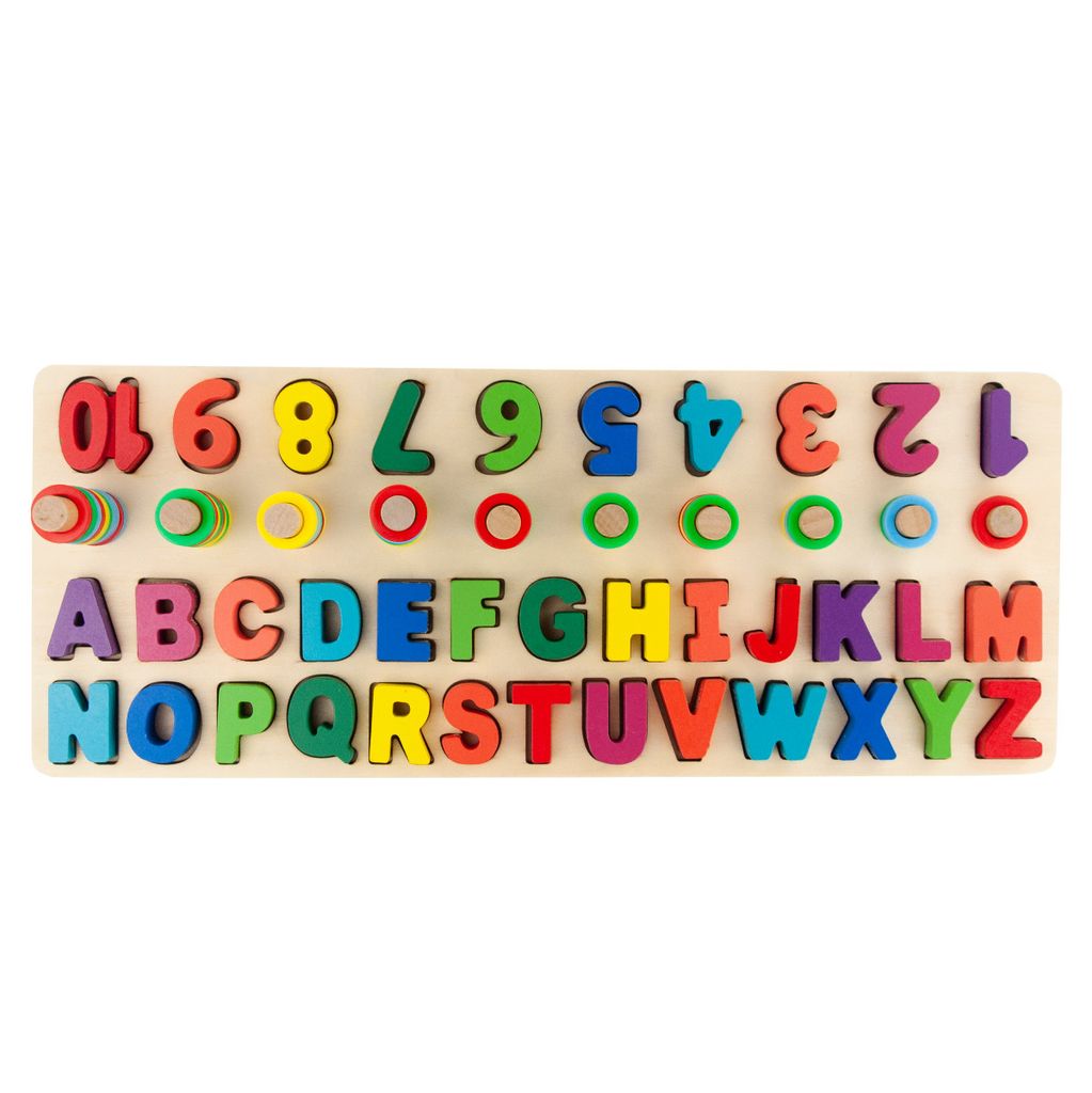 Montessori drevené puzzle abeceda čísla veda Obrázok produktu 3