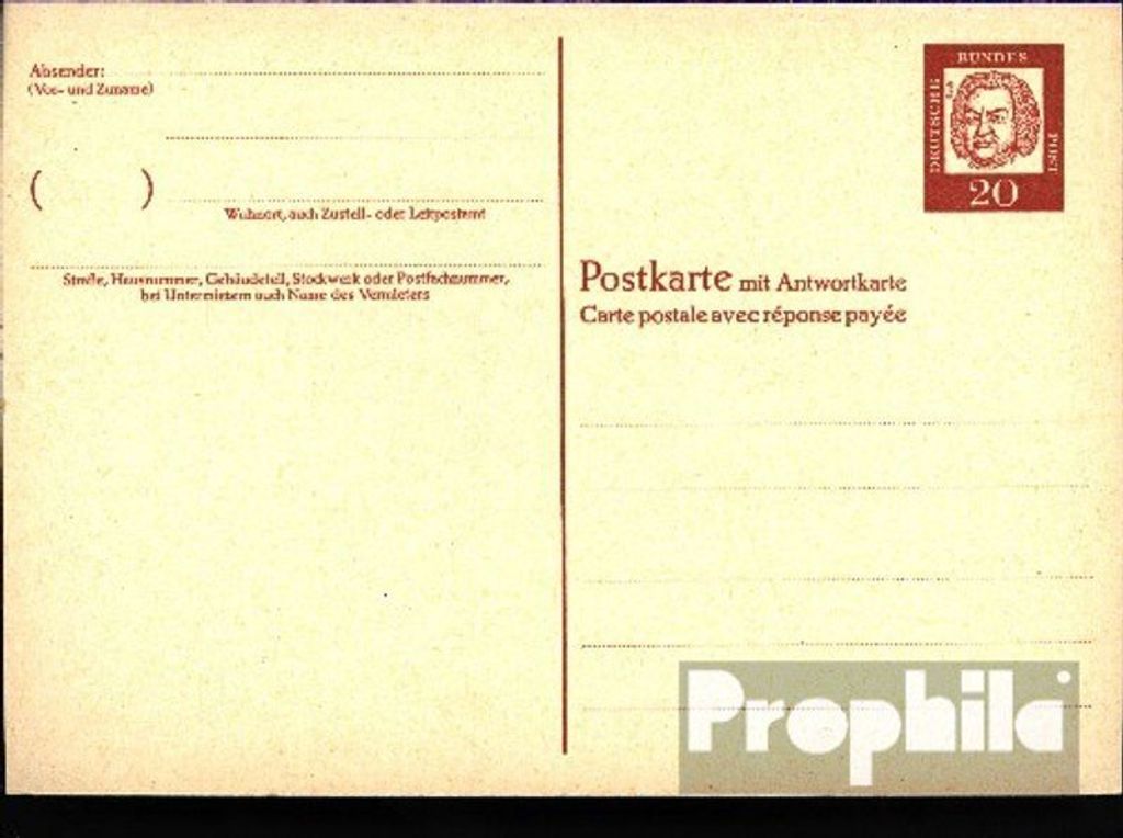 Belege Ganzsachen BRD (BR.Deutschland) 1961 P64 Amtliche Postkarte un Bed. Deutsche