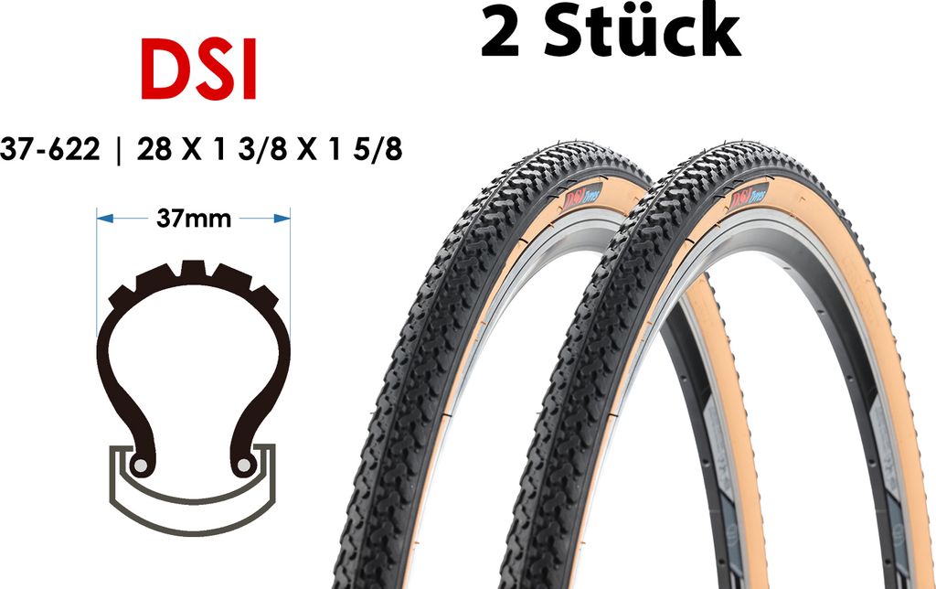 2 Stück 28 Zoll Fahrrad Reifen 37-622 Trekking Mantel 28x1 5/8x 1 3/8 Tire Retro braun