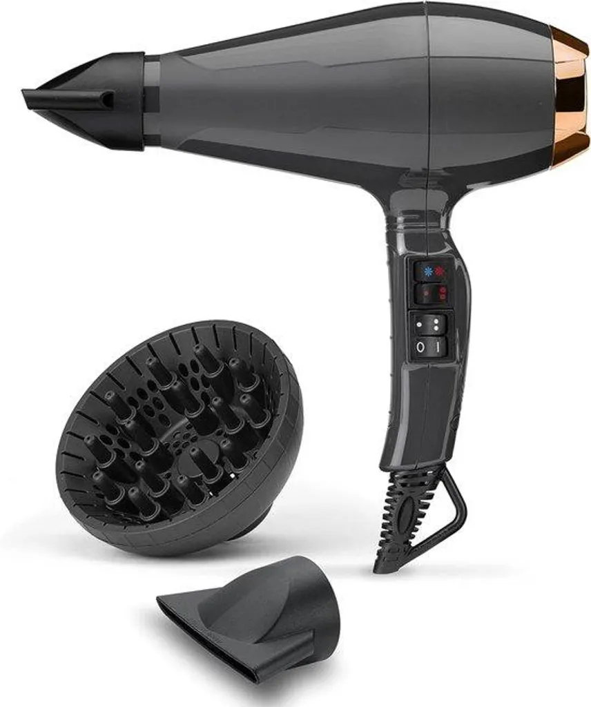 Sèche-cheveux professionnel moteur AC puissant avec 2 embouts concentrateurs