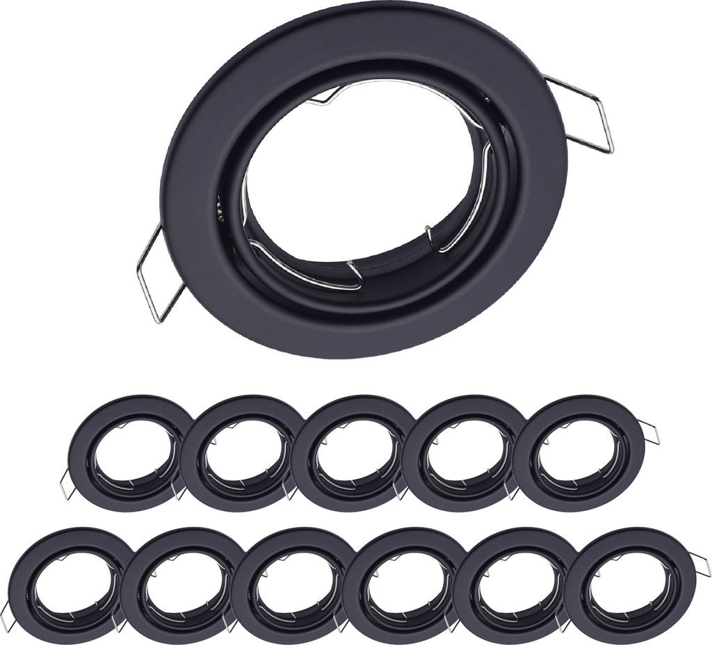 12er Set Oktaplex schwenkbare Einbauspots 68mm Lochmaß Deckenstrahler schwarz