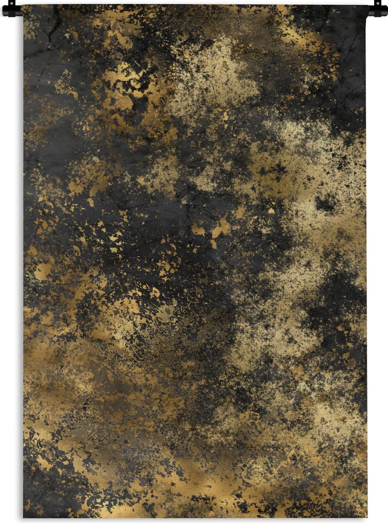 MuchoWow Wandteppich Wandbehang Gold - Schwarz - Abstrakt 60x90 cm Tapisserie Dekoration Wandtuch - Foto-Teppich - Abwaschbar
