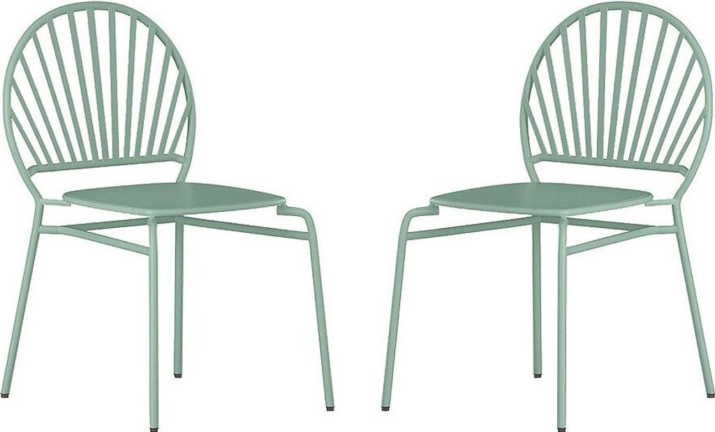 2er-Set stapelbarer Gartenstühle aus Metall - Mandelgrün - CEDEIRA by MYLIA