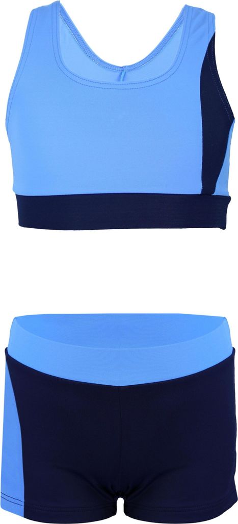 Aquarti Mädchen Sport Bikini - Racerback Bustier & Badehose, Farbe: Dunkelblau / Blau, Größe: 140