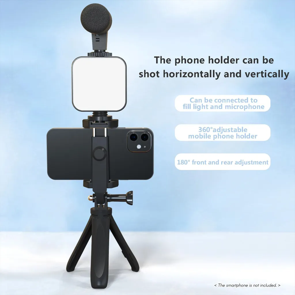 Kit Vlogging Smartphone Stable avec Micro 3.5mm et Éclairage LED Compact - 3