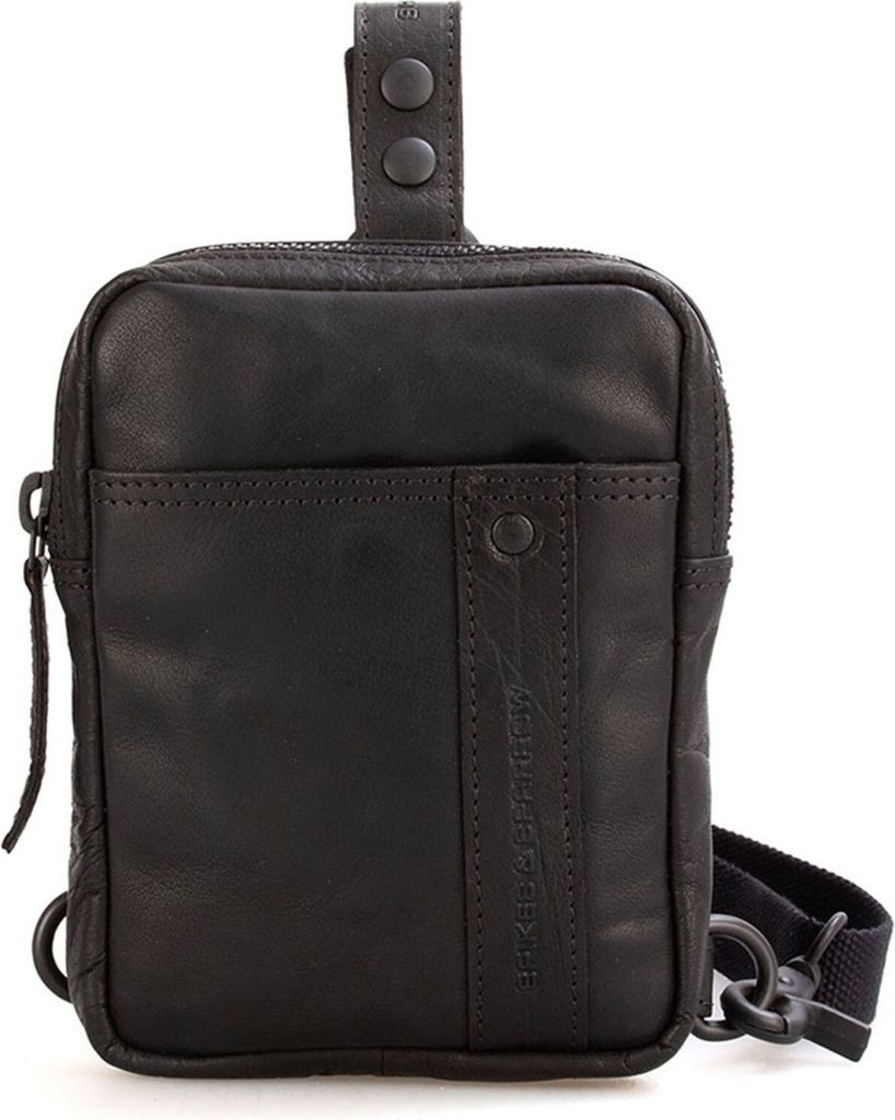 SPIKES & SPARROW Leder Umhängetasche Gürteltasche Miami Slingbag Black schwarz