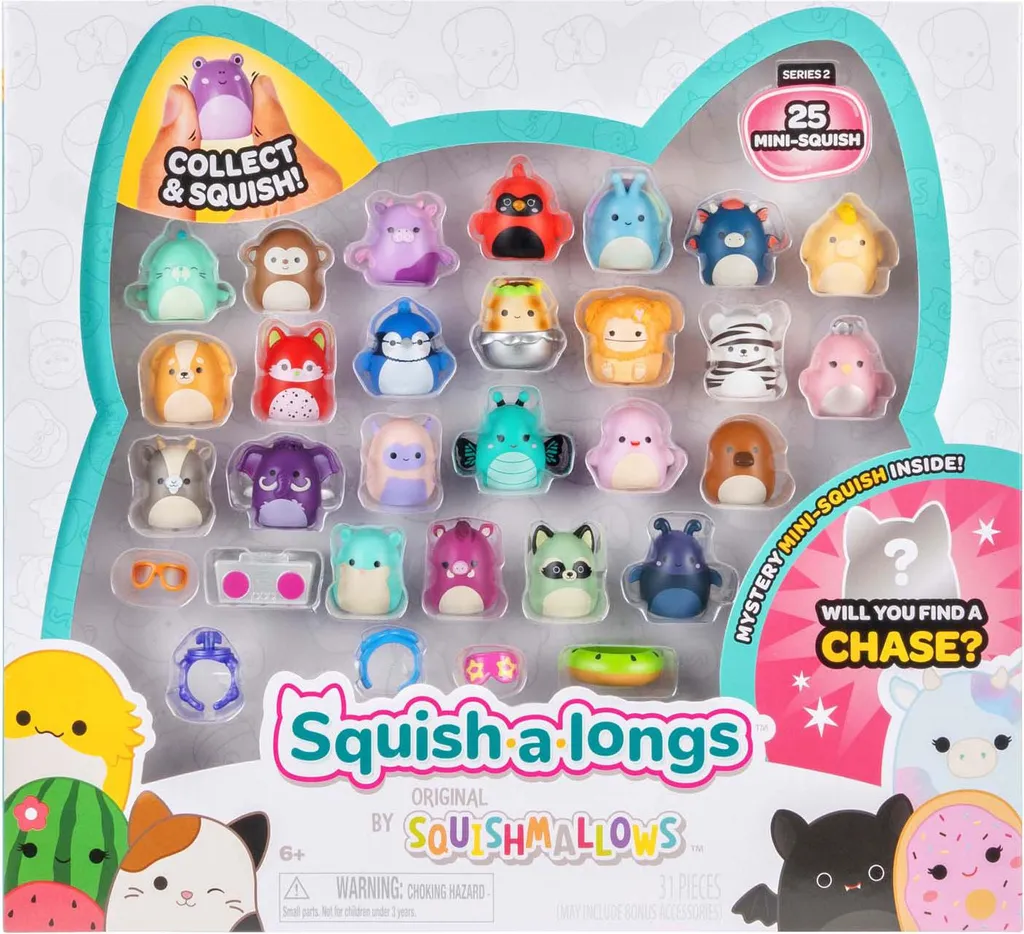 Squishmallows Squish-a-longs figurines 25 pièces pour jouer et décorer