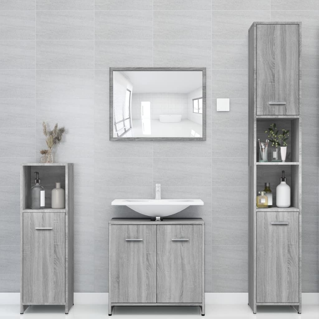 Maison Exclusive - Badezimmerschrank Grau Sonoma 30x30x183,5 cm Holzwerkstoff