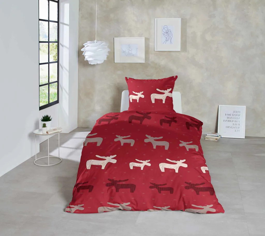 Beqnat Set di biancheria da letto invernale in flanella, 135 x 200 cm