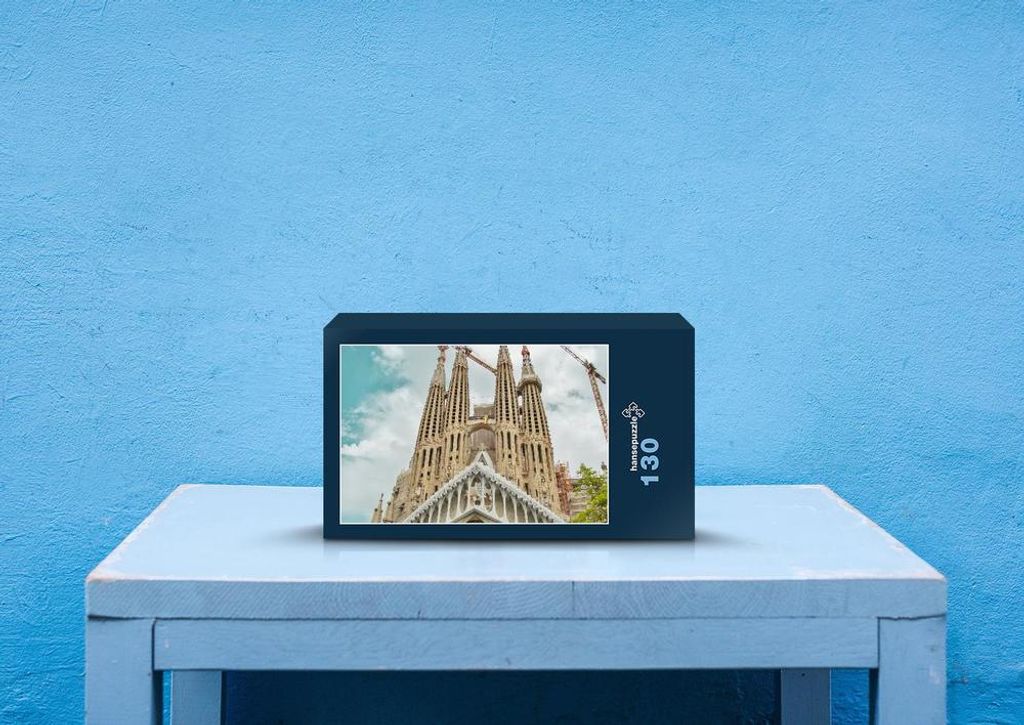 hansepuzzle 58544 - Sagrada Familia Puzzle, 130 Teile, Hintergründe, 28,7 x 20,0cm mit hochwertiger Aufbewahrung, Kartonbox & Beutel