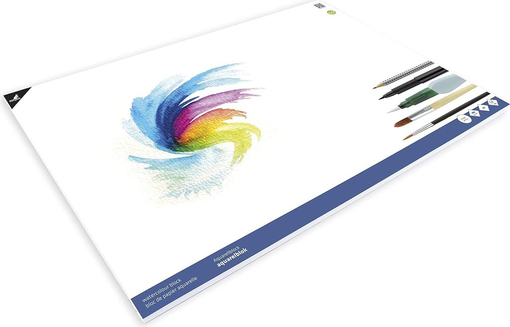 kangaro Aquarellpapier-Block DIN A2 12 Blatt cremeweiß