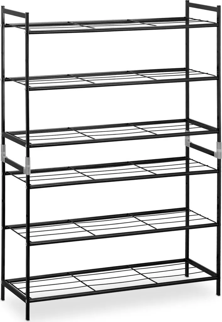 Étagère chaussures 3 étagères extensible et empilable structure acier