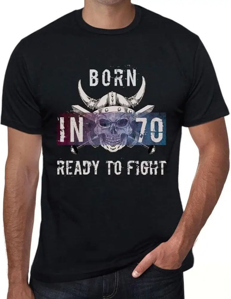 Herren Grafik T-Shirt Geboren im Jahr 70 bereit zu kämpfen – Born In 70 Ready To Fight – Geschenk 70. Geburtstag Jahrestag 70 Jahre Jubiläum 70