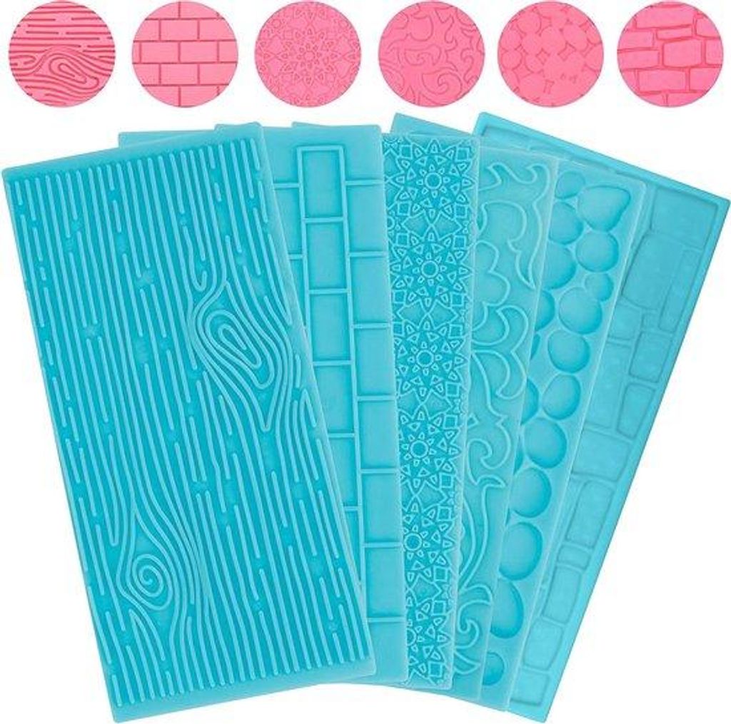 Plastik Ausrüstung für Dekorationen, Torte und Gelee, 3D Relief Set, 6 Teile.