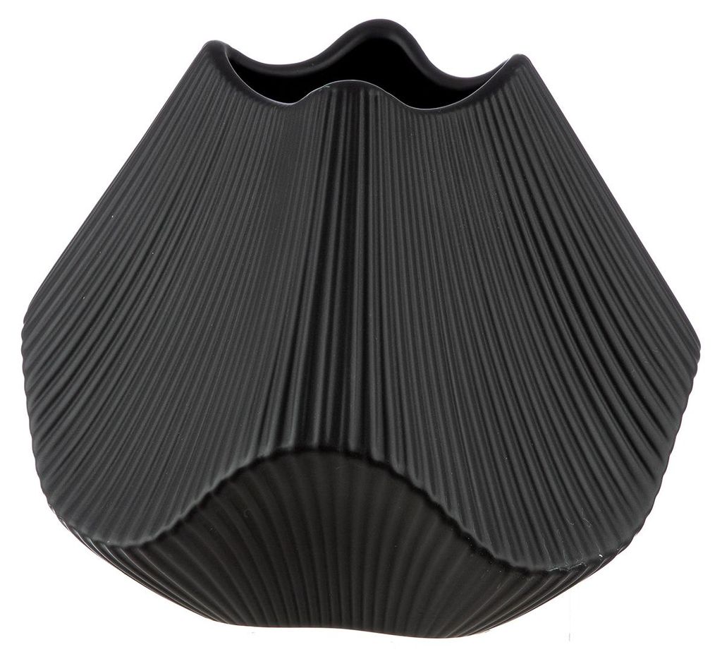 Gilde Vase, "Lamellen", Keramik, schwarz, VE 1, L. 22 cm, Image du produit 