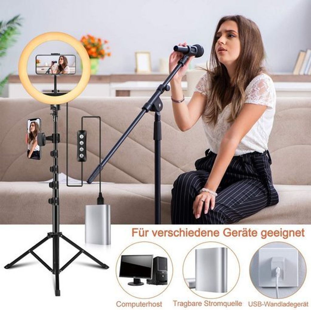 Selfie kruhové svetlo so statívom, 10 palcov, na líčenie, Obrázok produktu 8