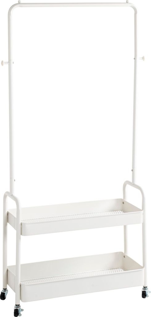 HAKU Rollgarderobe weiß - Metall, Stahlrohr, B/H/T: 85x155x31 cm