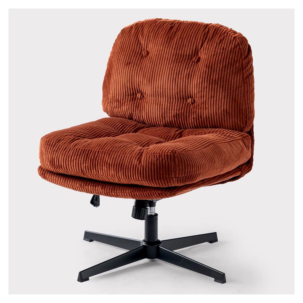 Lounge Sessel mit höhenverstellbarer Wippfunktion und 360° Drehbarkeit, Cordstoff, Rouge
