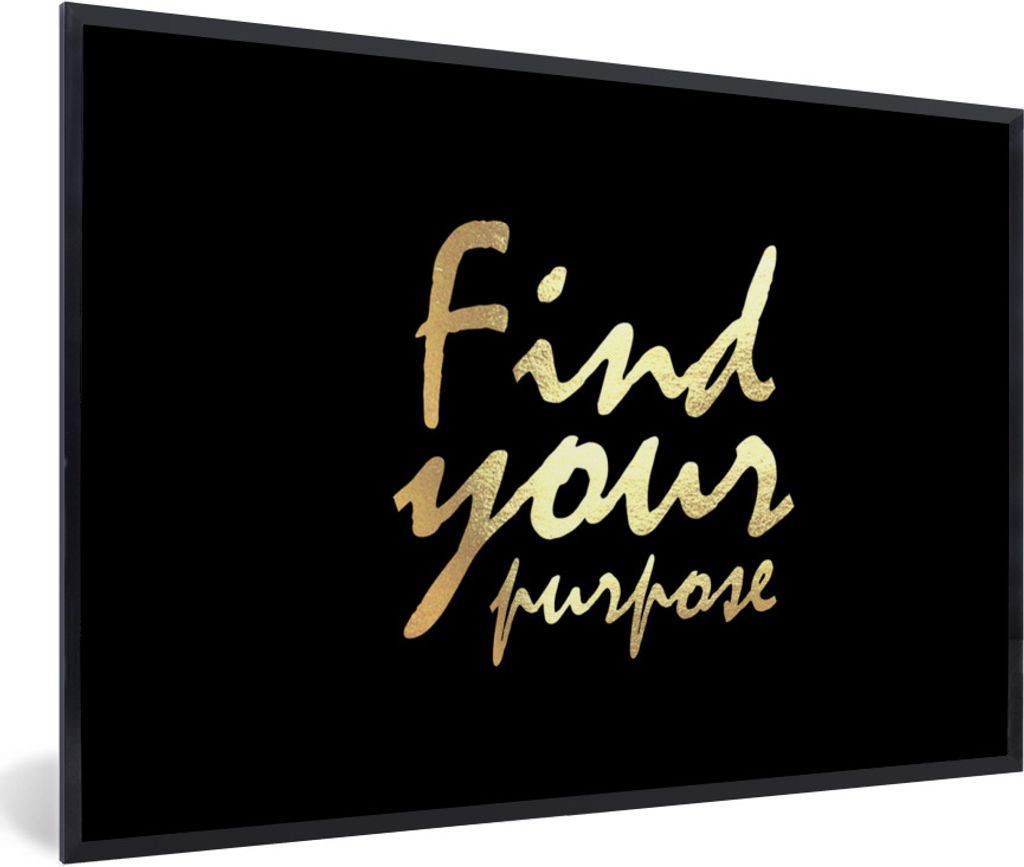 MuchoWow Gerahmtes Poster Zitat - Ziel - Schwarz - Gold 60x40 cm - Poster mit Schwarzem Bilderrahmen Wandposter Rahmen Foto Bilder - Printing - W...