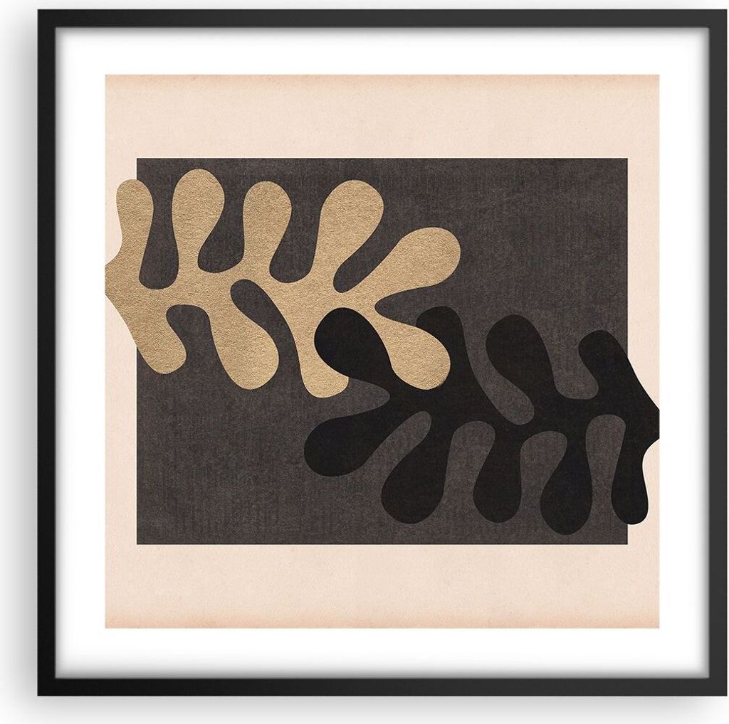 Gerahmtes Poster - Schwarzer Rahmen - Blätter Form Figur - 50x50 cm - Wand Bild - Wanddeko - Wandbilder - Kunstposter - Wandposter - Bilderrahmen ...
