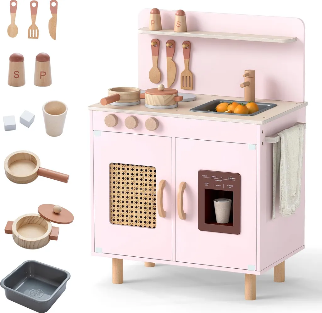 Cuisine enfant robuste en bois : fini le désordre avec ses rangements