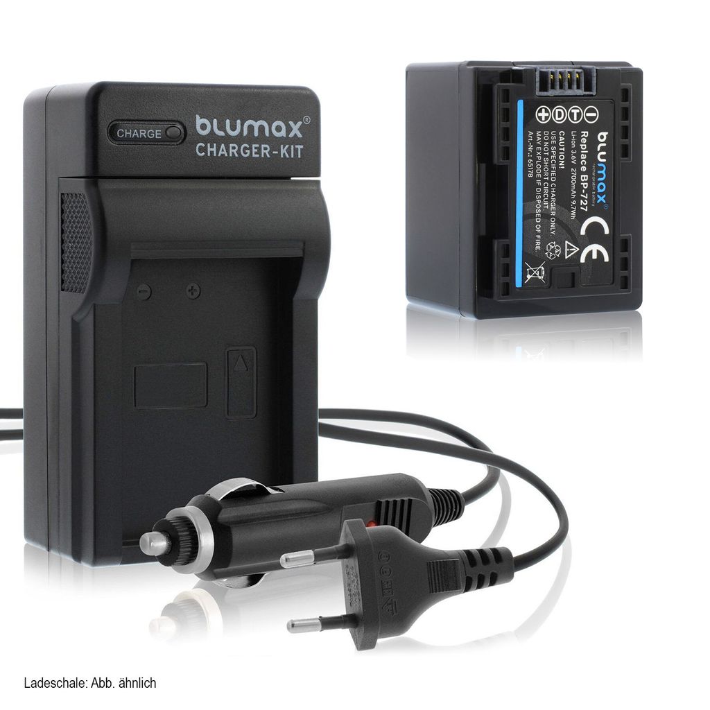 1x Akku + Lader für Canon BP-727 BP-745 BP-718 BP-709 - 2700 mAh (3,6V)