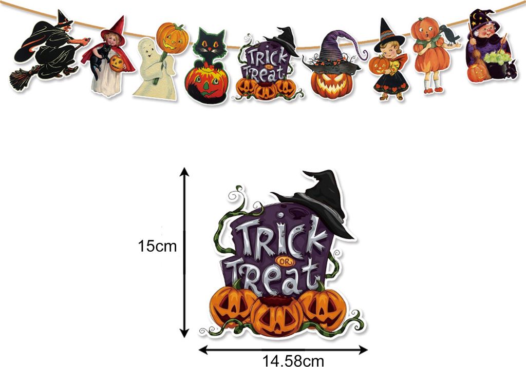 Halloween-Banner, Horror-Thema, Happy Halloween-Wimpelkette, Nachbildung, Kürbiskopf, Zugflagge, Party-Atmosphäre, Requisite für Zuhause, Party-...