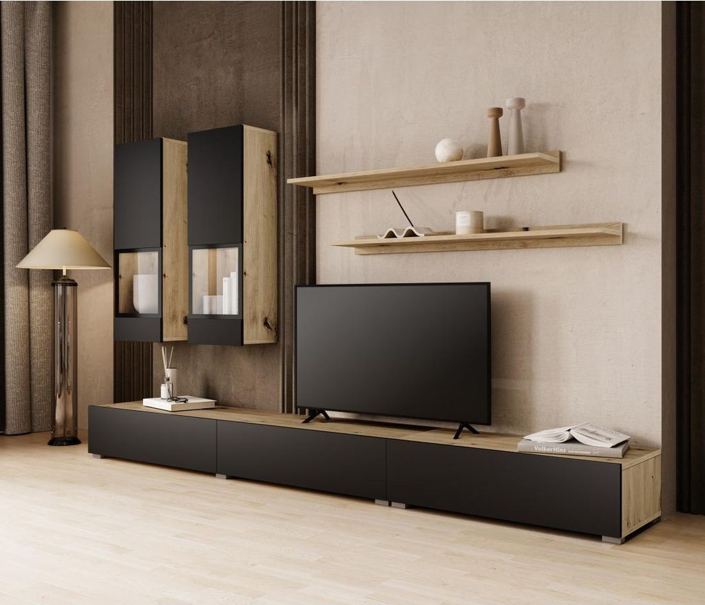 Meublorama HA-BAROS-24RCBM10+LED-23000002*4C/75KG, Braun, Mitteldichte Faserplatte (MDF), 6 Regale, 4 Tür(en), 410 mm, 2700 mm