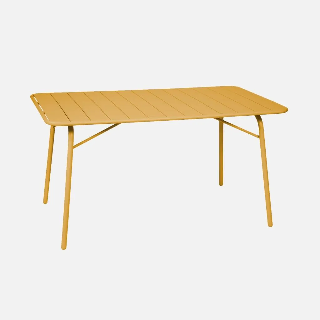 Tavolo da Pranzo Esterno 140cm Metallo Ocra 6 Posti Pieghevole