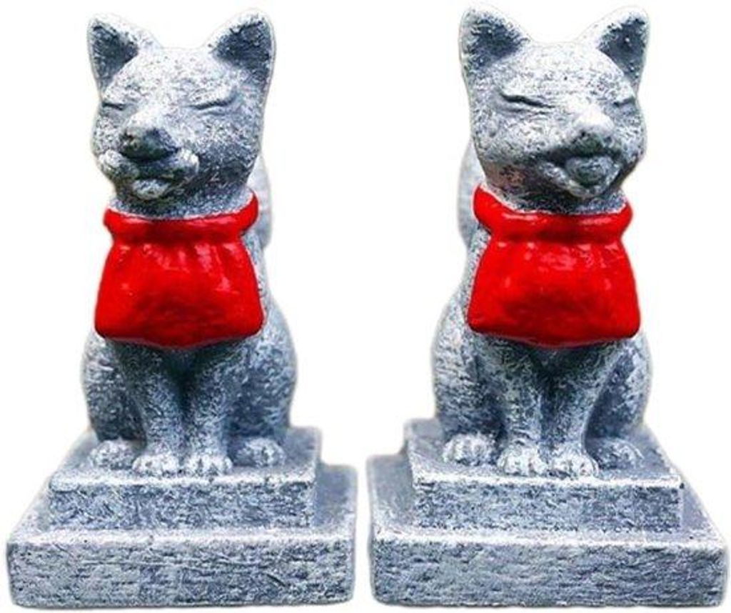 Japanische Fuchsschutz-Darstellung - Kitsune Miniaturfiguren - Gartengarnitur - Wachs-Miniaturwerk - 4,5*2,5*2,5cm - Wie im Bild